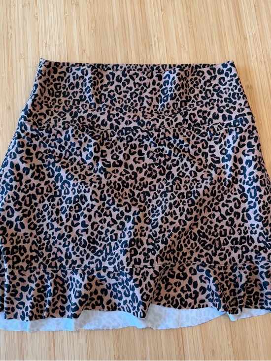 Albion Fit Other - Albion Swim Skirt Womens Med Leopard High Waisted Ruffle Hem Animal Print Modest